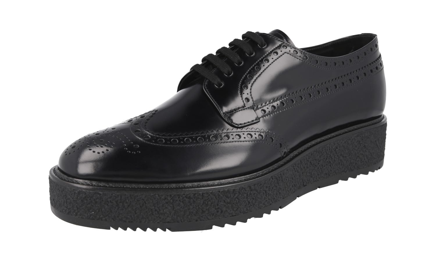 Prada Men's 2EG015 Black Brushed Spazzolato Leather Business Shoes